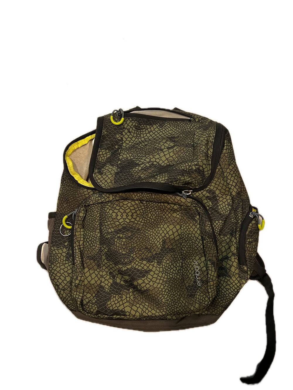Embark Green Black Pattern Padded Backpack w Top Loader
